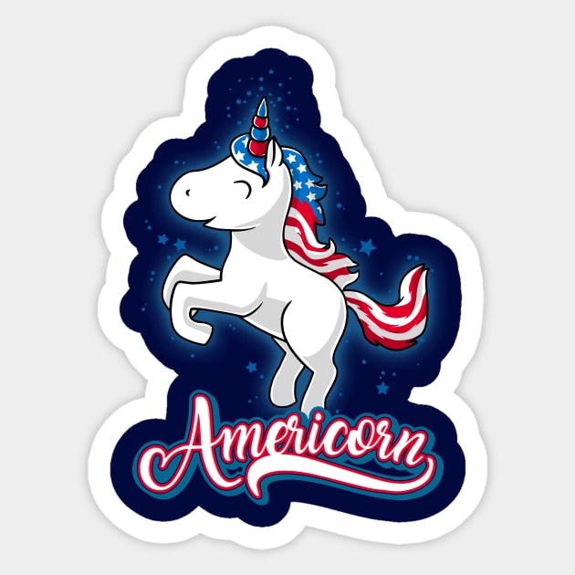 Americorn-Patriotic Proud American Unicorn Kids Sticker by CheesyB